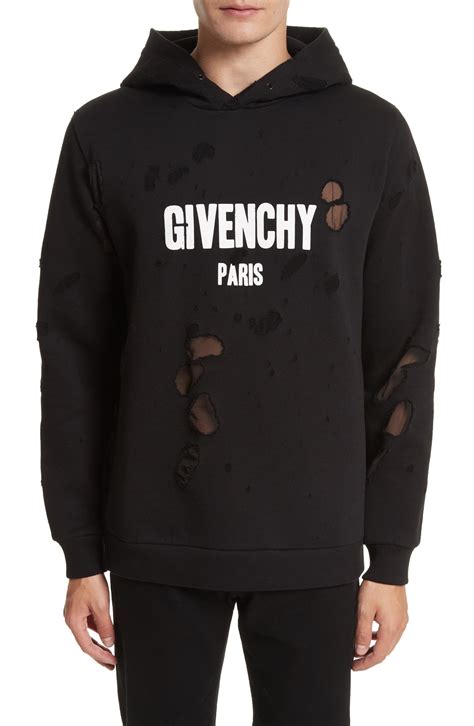 givenchy distressed logo hoodie|Givenchy distressed graphic print hoodie.